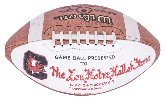 2001 Outback Bowl Game Ball Presented to "The Lou Holtz Hall of Fame" (Holtz LOA)
